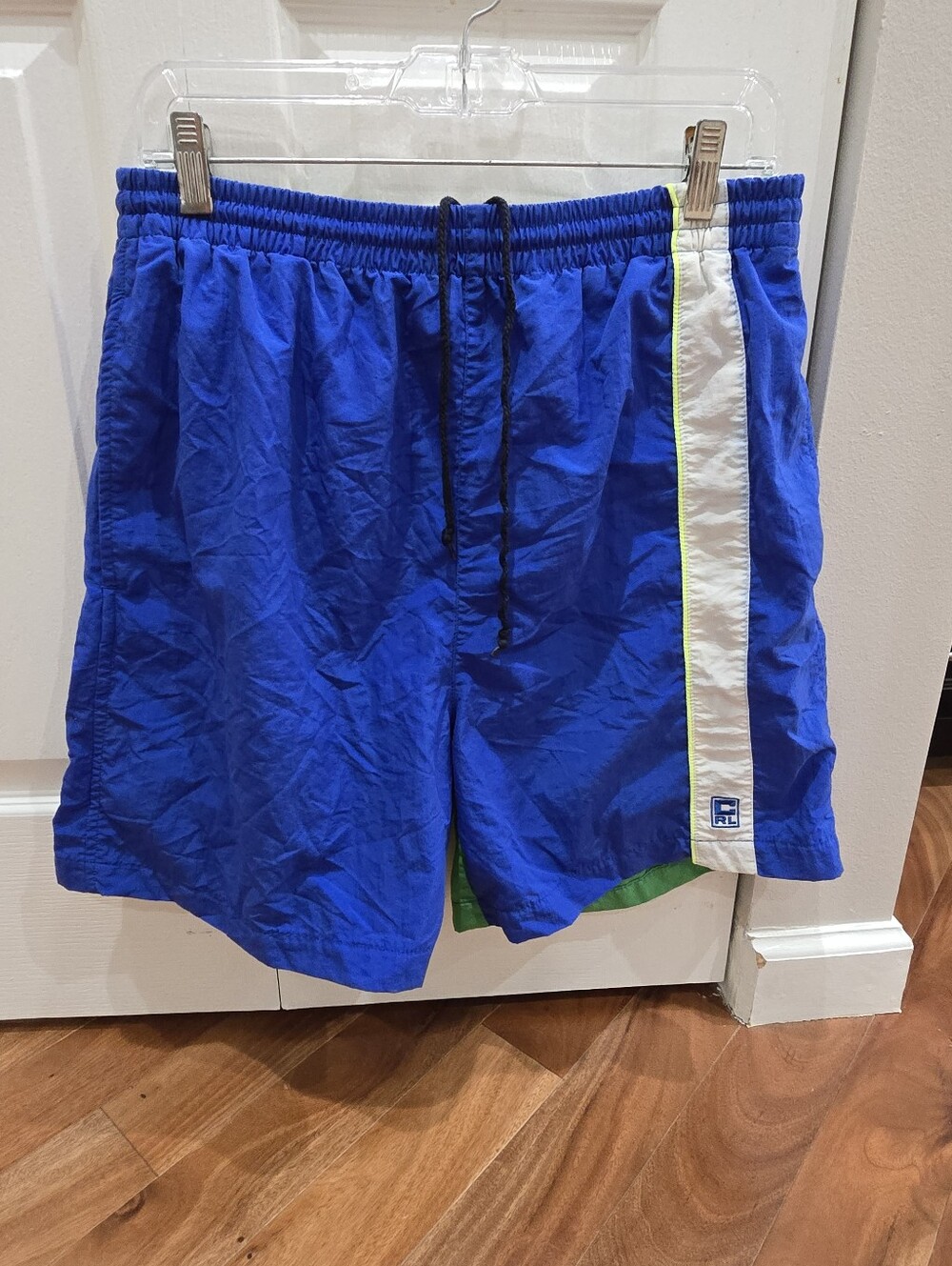 VINTAGE Ralph Lauren Chaps Swim Trunks Adult LG Blue Green Bathing Suit Mens 90s - Picture 2 of 5